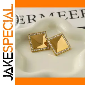 Stainless Steel Gold Square Earrings for Women