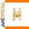 Elegant Gold Floral Stainless Steel Ring