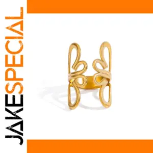 Elegant Gold Floral Stainless Steel Ring