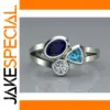 Elegant Blue Oval Cocktail Ring for Women