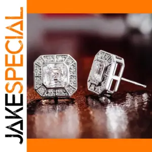 Square Zirconia Stud Earrings in Silver