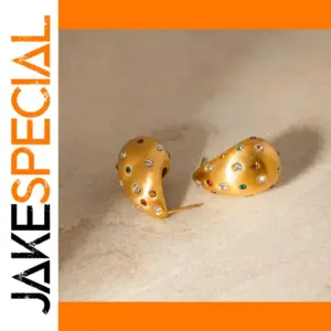 Gold Stainless Steel Teardrop Earrings JDE2312099-CR