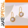 Gold and White Zircon Drop Earrings for Women
