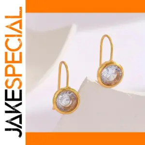 Gold and White Zircon Drop Earrings for Women