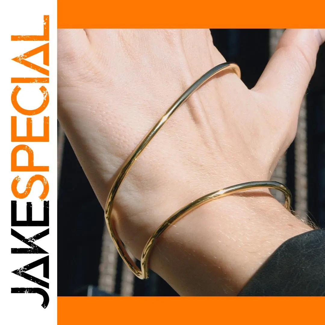 Gold Stainless Steel Geometric Bangle for Women 1 Gold Stainless Steel Geometric Bangle for Women