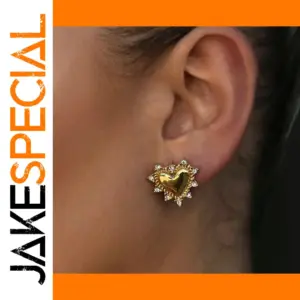 Stainless Steel Gold Heart Earrings