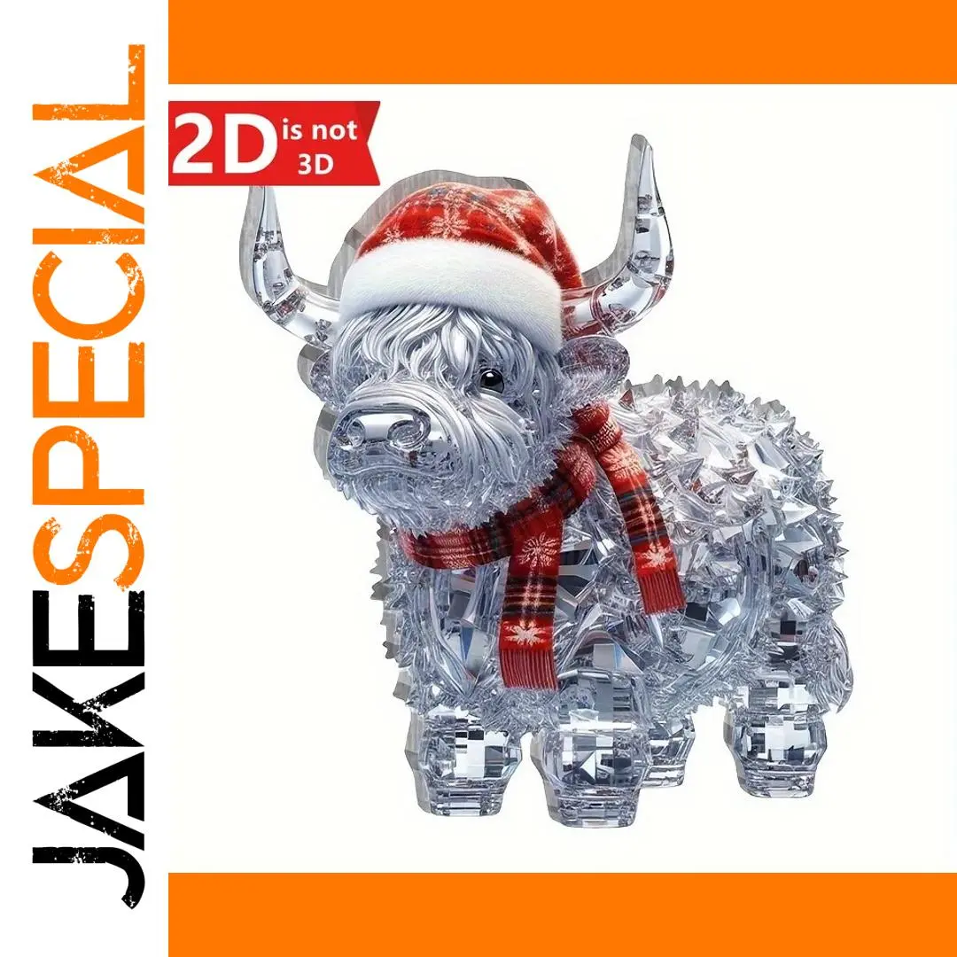 Highland Cow Christmas Figurine in Crystal Finish 1 Highland Cow Christmas Figurine in Crystal Finish
