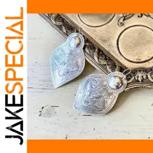 Vintage Silver Drop Earrings with Engraved Floral Motifs