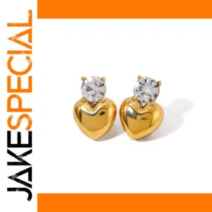 Gold Stainless Steel Heart Earrings JDEW2403042