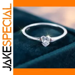 Heart-Shaped Cubic Zirconia Silver Ring