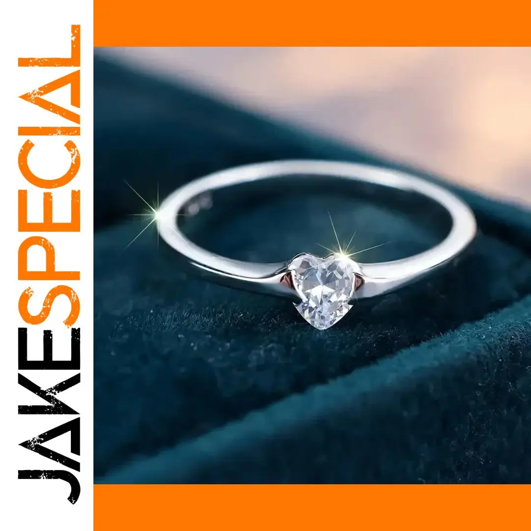 Heart-Shaped Cubic Zirconia Silver Ring 1 Heart-Shaped Cubic Zirconia Silver Ring