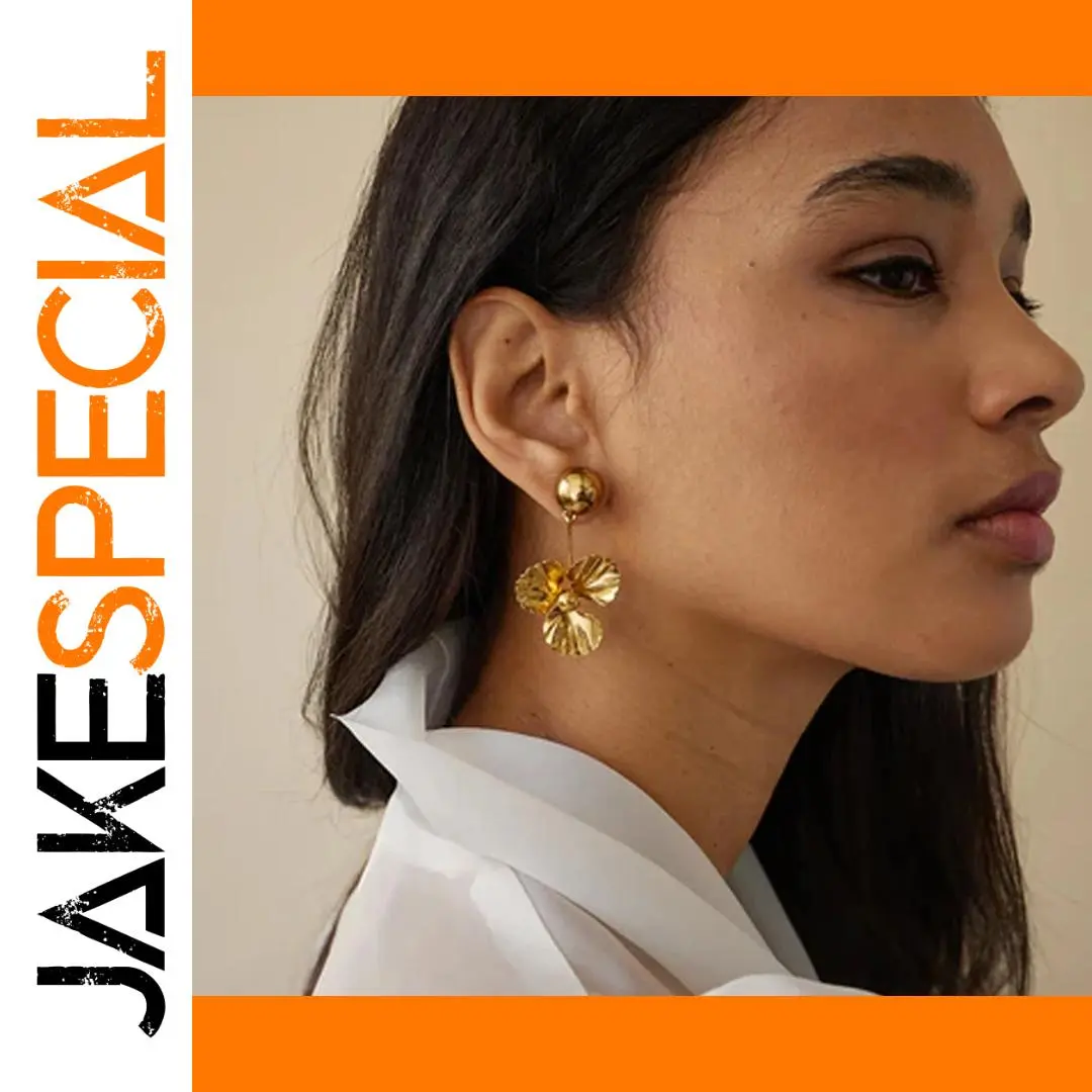 Gold Stainless Steel Drop Earrings JDEW2401036 1 Gold Stainless Steel Drop Earrings JDEW2401036