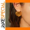 Bold Gold Stainless Steel Fan-Shaped Earrings