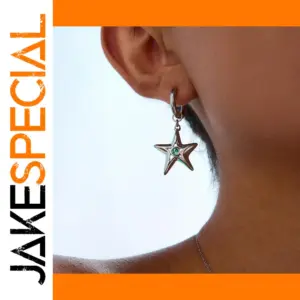 Stainless Steel Blue Zircon Star Earrings
