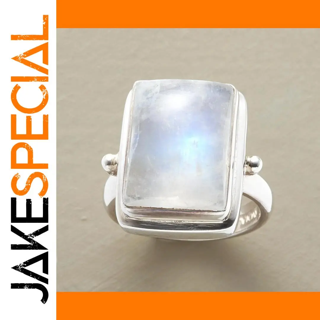 Square Geometric Ring with Natural Stone Accents 1 Square Geometric Ring with Natural Stone Accents