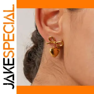 Gold-Toned Stainless Steel Heart Earrings