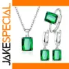 Elegant Green Square Jewelry Set for Women