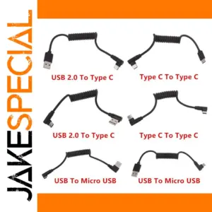 Black Coiled Charging Cable for Devices