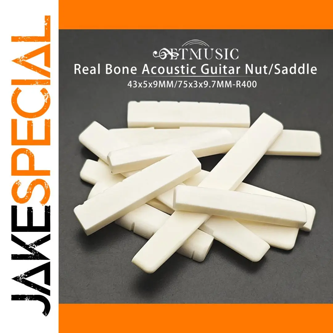 Premium Bone Nut and Saddle Set for 6-String Acoustic Guitars 1 Premium Bone Nut and Saddle Set for 6-String Acoustic Guitars