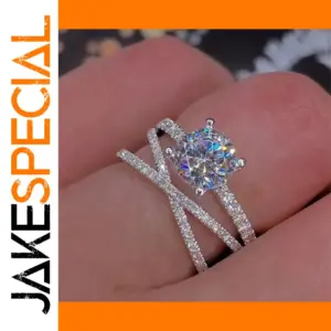 925 Sterling Silver Cross Pattern Ring with Cubic Zirconia