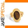 Vintage Stainless Steel Tiger Eye Ring for Women