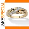 Gold-Tone Twisted Geometric Ring for Men & Women