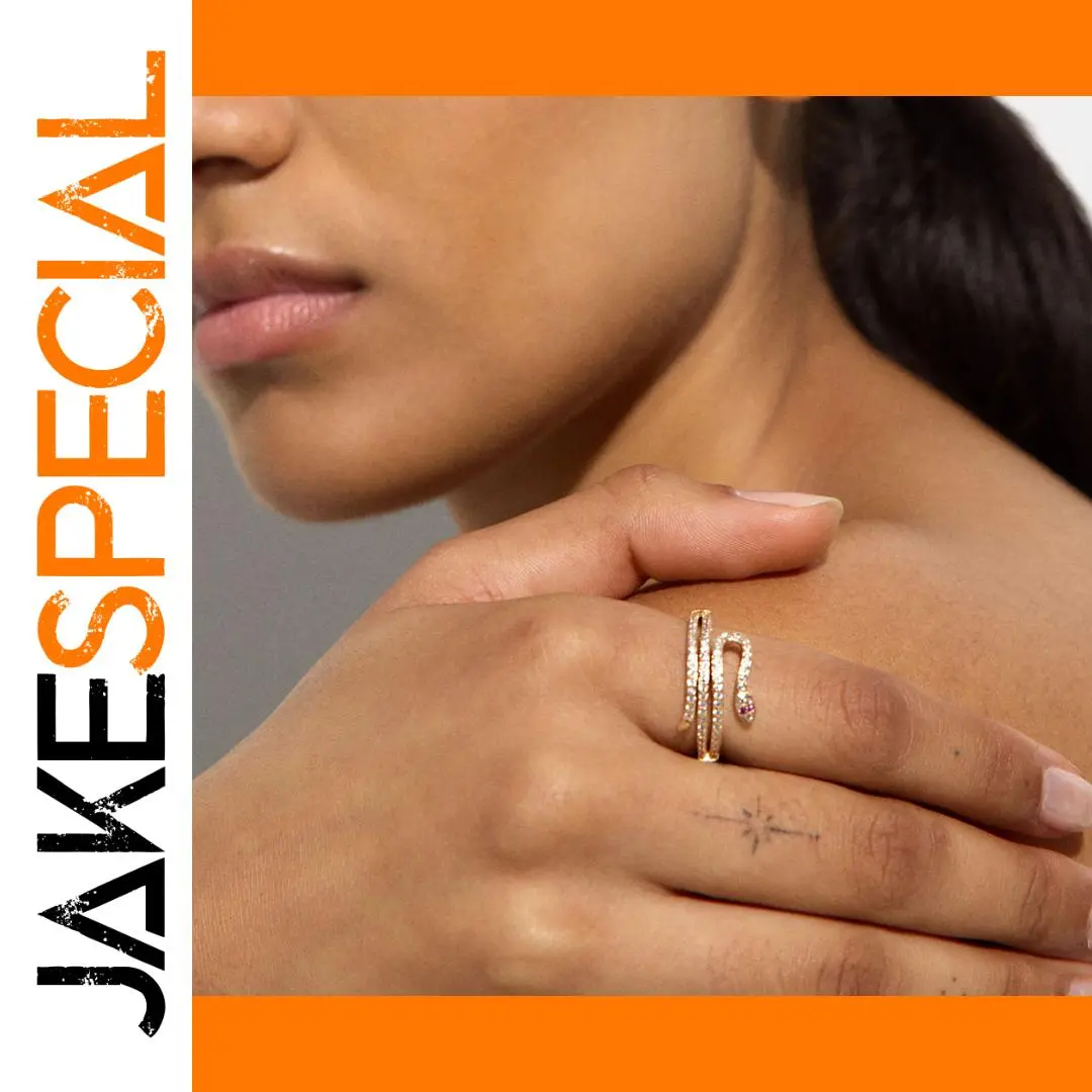 Stainless Steel Snake Ring with Rhinestones 1 Stainless Steel Snake Ring with Rhinestones