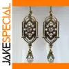 Vintage Waterdrop Earrings with White Stones