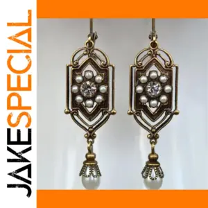 Vintage Waterdrop Earrings with White Stones