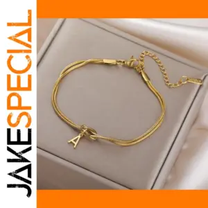Personalized Gold or Steel Letter Charm Bracelet