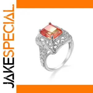 Vintage Women's Ring with Rubellite and CZ Crystals