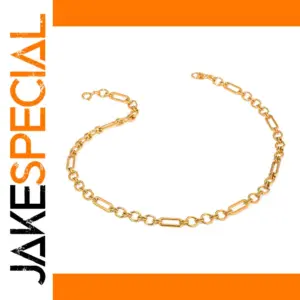 Geometric Stainless Steel Necklace with Gold-Tone Finish