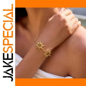 Gold Stainless Steel Sun Bracelet for Women