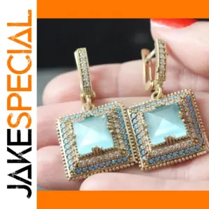 Gold-Tone Geometric Square Drop Earrings