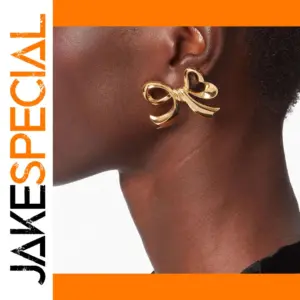 Stainless Steel Gold Bow Earrings for Women