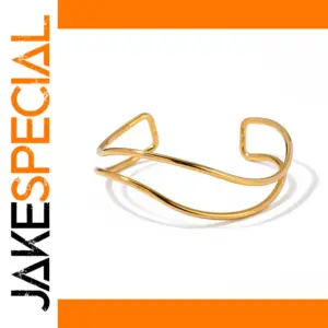 Elegant Gold Double Layer Stainless Steel Cuff Bracelet