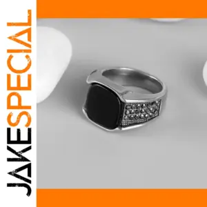 Modern Geometric Men's Cocktail Ring with Zircon Stones