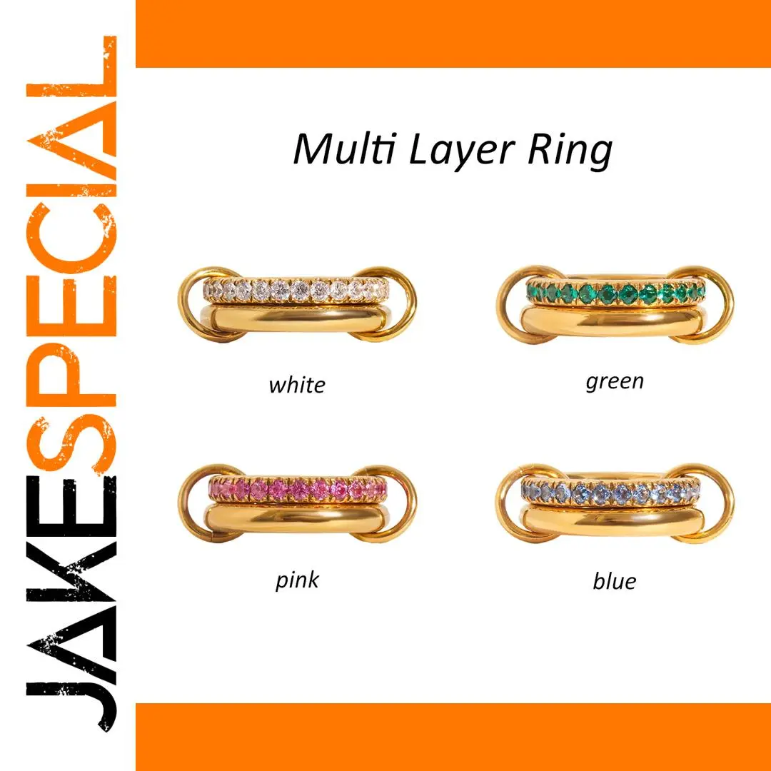 Women's Stainless Steel Zirconia Double-Layer Ring 1 Women's Stainless Steel Zirconia Double-Layer Ring