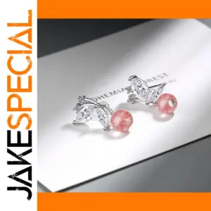 Female Butterfly and Flower Earrings in Sterling Silver