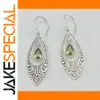 Vintage Silver and Green Waterdrop Earrings