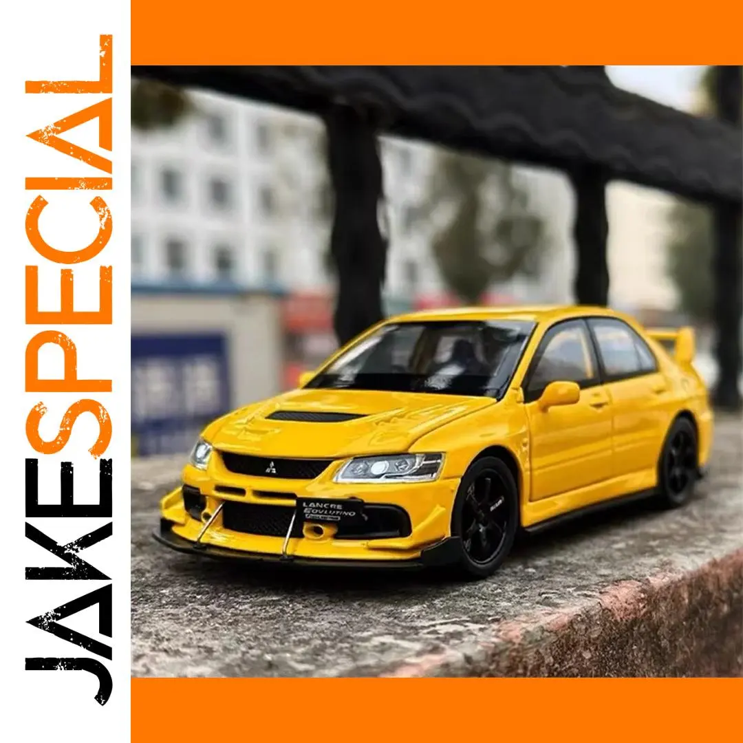 Yellow Mitsubishi Lancer Evolution diecast model 1 Yellow Mitsubishi Lancer Evolution diecast model
