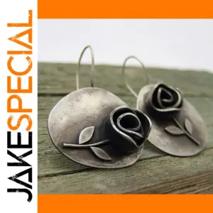 Vintage Leaf Earrings with Rose Motifs