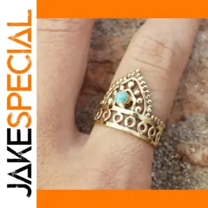 Gold Women's Ring with Green Zircon Stone