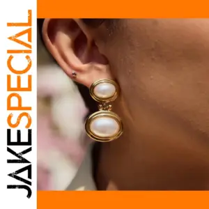 Elegant Double Elliptical Pearl Earrings