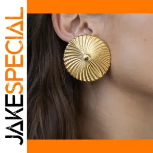 Stainless Steel Gold Earrings, 25mm Diameter