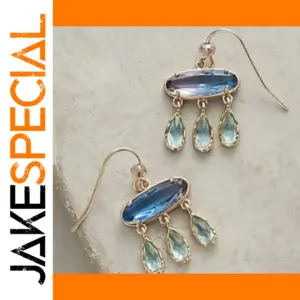 Elegant Oval Blue Stone Earrings for Women