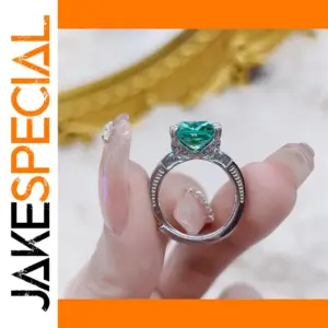 Elegant Silver Ring with Emerald Accent