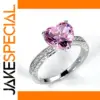 Pink Heart Pendant Ring with Zircon Accents