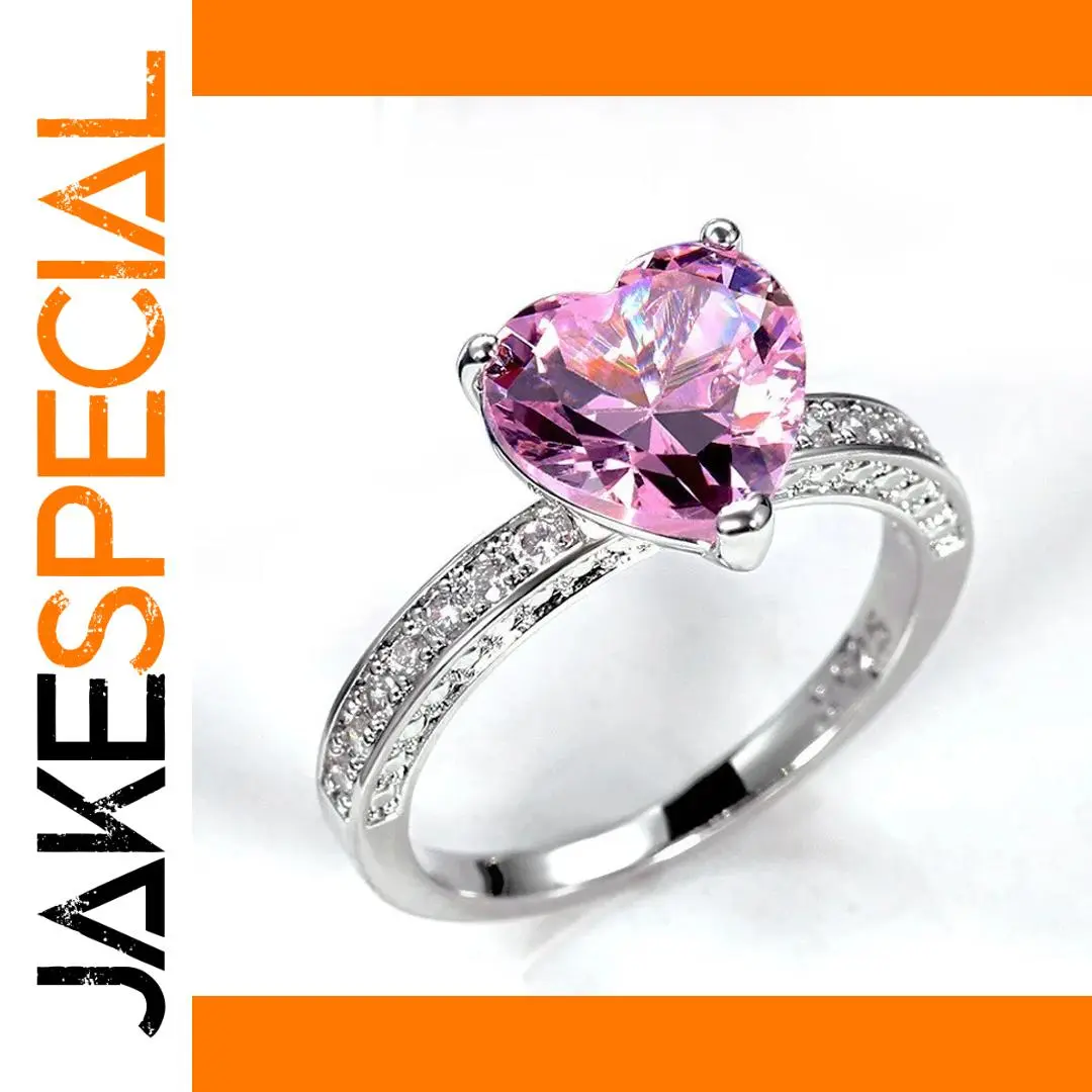 Pink Heart Pendant Ring with Zircon Accents 1 Pink Heart Pendant Ring with Zircon Accents