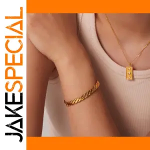Gold-Tone Stainless Steel Link Bracelet for Women